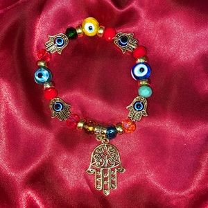 Colorful Beaded Hasma Evil Eye Bracelet